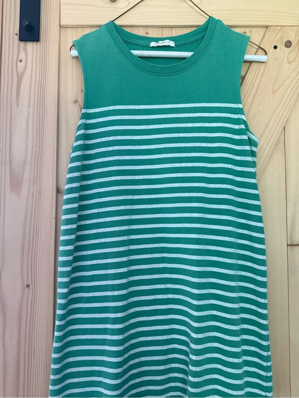 Z supply Green & White Striped Sleeveless Knit Dress